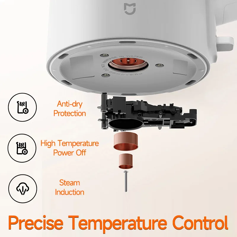 Электрический чайник Xiaomi Mijia N1, горшок для быстрого горячего кипячения, чайник из нержавеющей стали, 220 В, отель, семейная поездка, кухня, умный чайник для дома