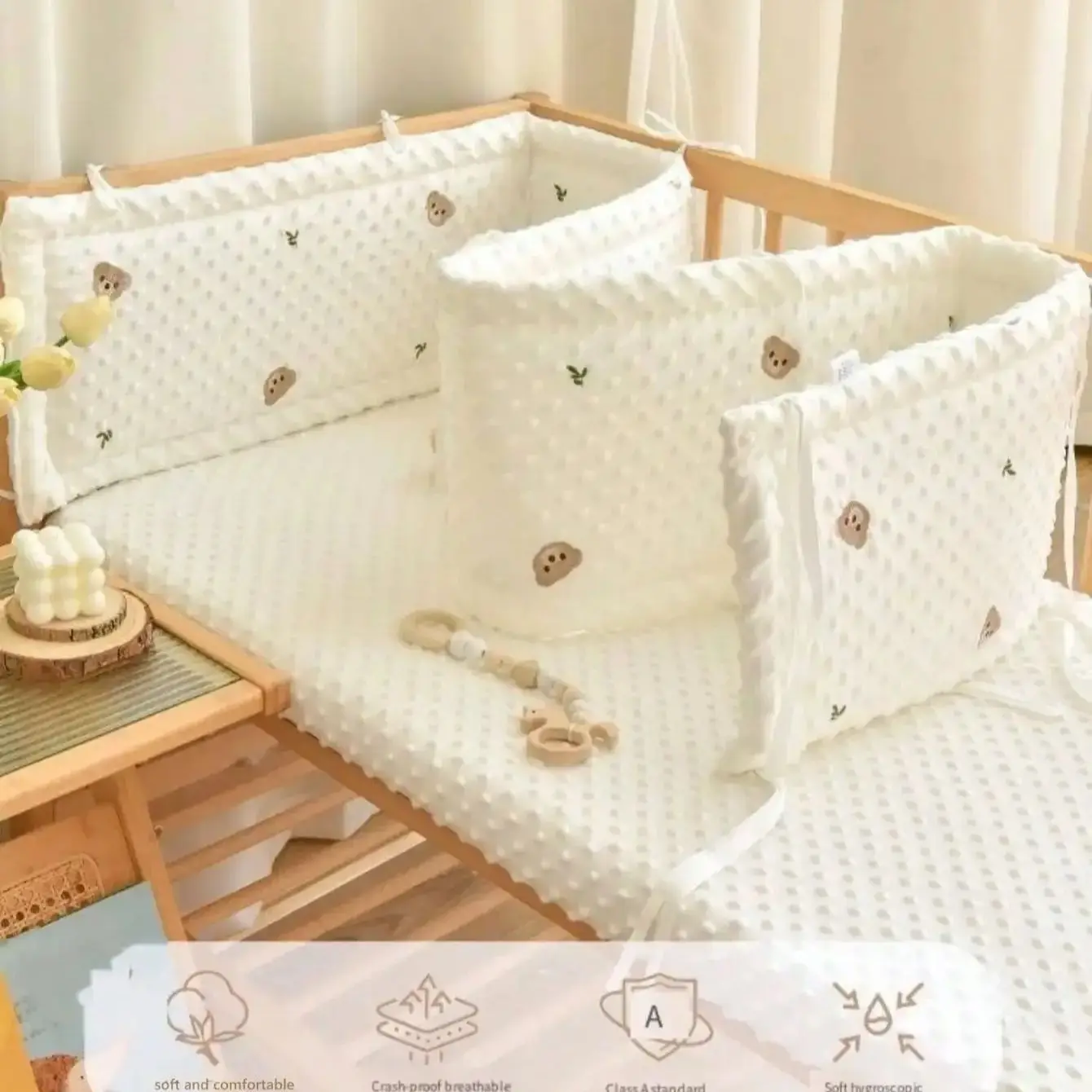 เตียงเด็กกันชนในเปลหนานุ่ม COT ป้องกัน Cradle Protector เด็กตกแต่งอนุญาตให้ขนาดที่กําหนดเอง