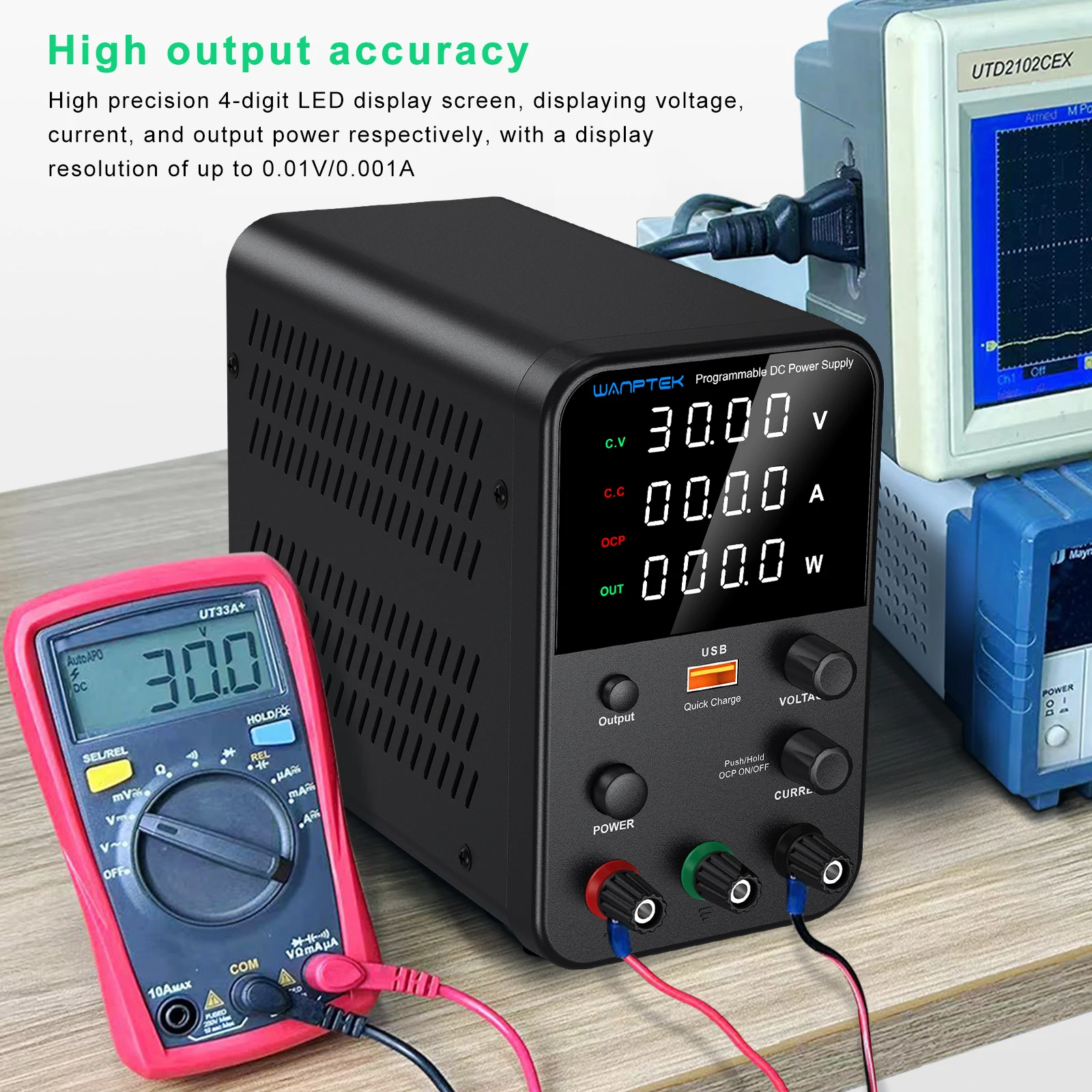 Wanptek laboratório dc fonte de alimentação 30v 5a 30v 10a 60v 5a 120v 3a ajustável com usb banco de carregamento rápido fonte de alimentação de comutação