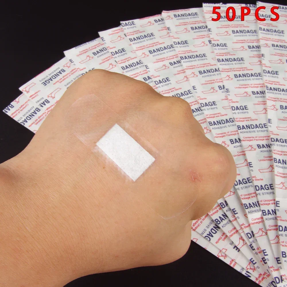50 szt. 38*38/72*19mm przezroczysta PU wodoodporna Plaster na rany Plaster bandaż samoprzylepny naklejka ochronna pierwszej pomocy w domu