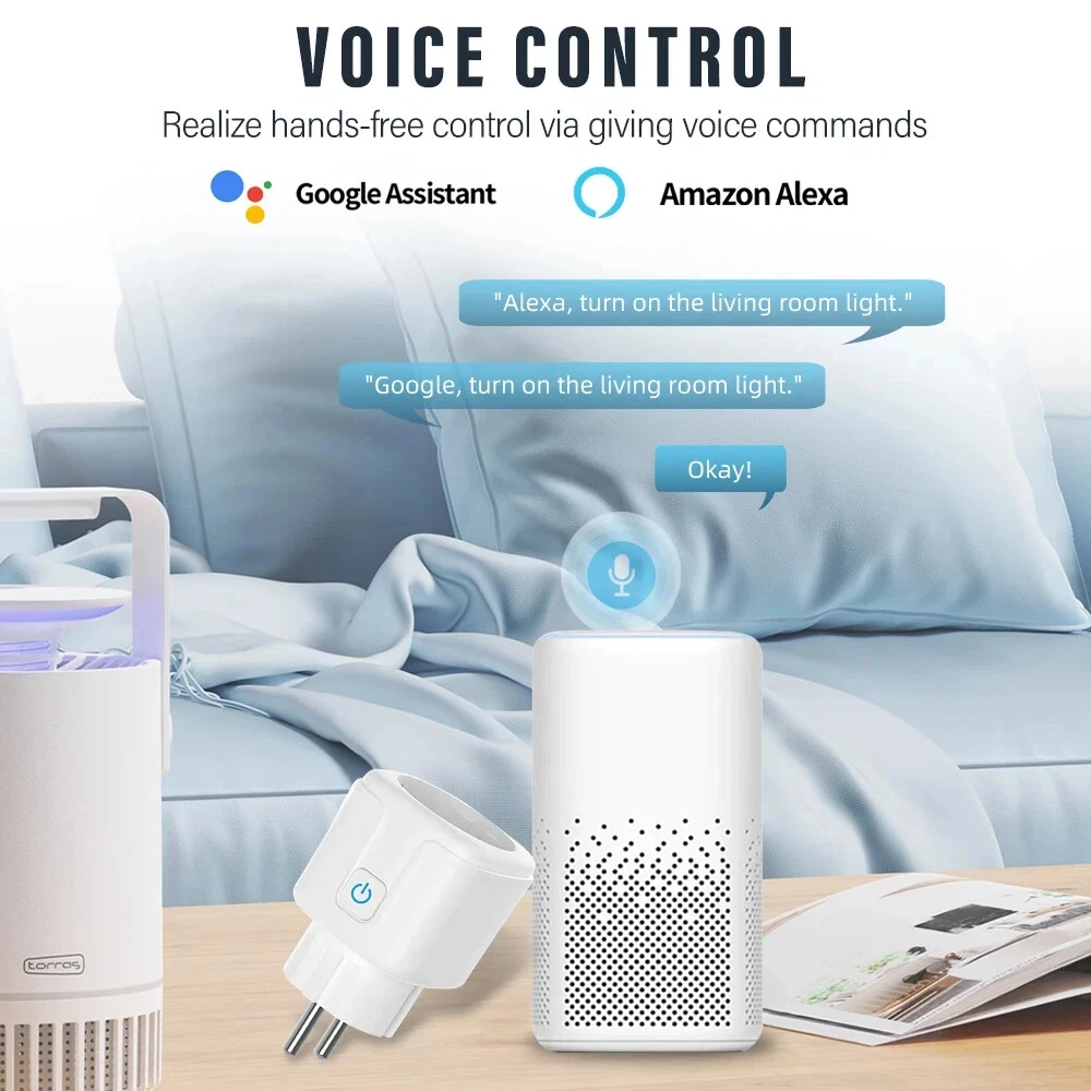 Tuya WiFi inteligente/Zigbee enchufe UE 16A/20A con función de temporizador de monitoreo de energía Control de voz Alexa Google Home Alice