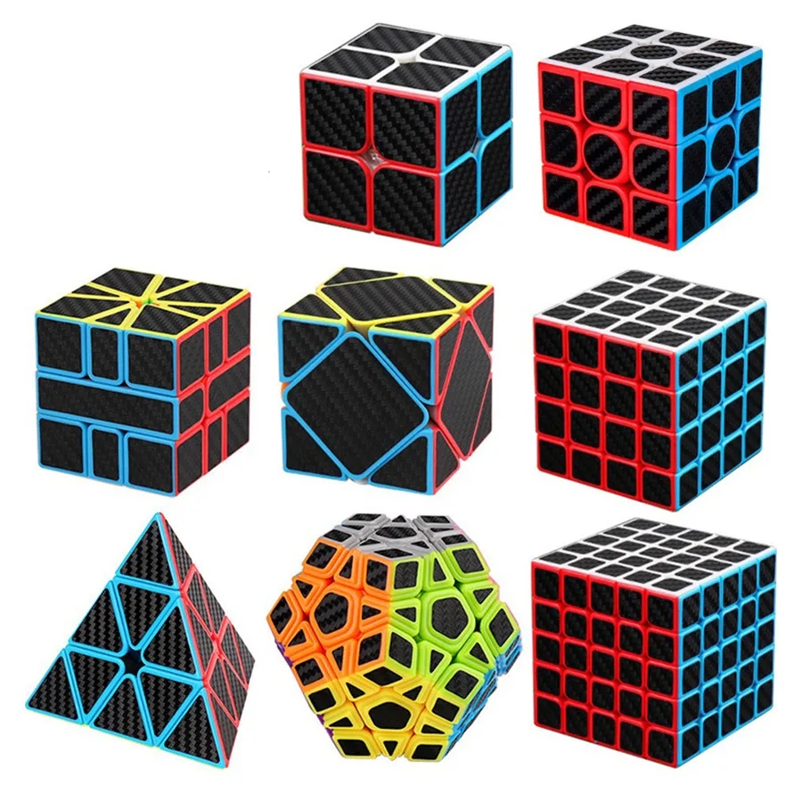 Meilong Koolstofvezel Kubus 2x2x2 3x3x3 4x4x4 Piramide Skew SQ1 Megaminx Puzzel Voor Beginners en Professionals