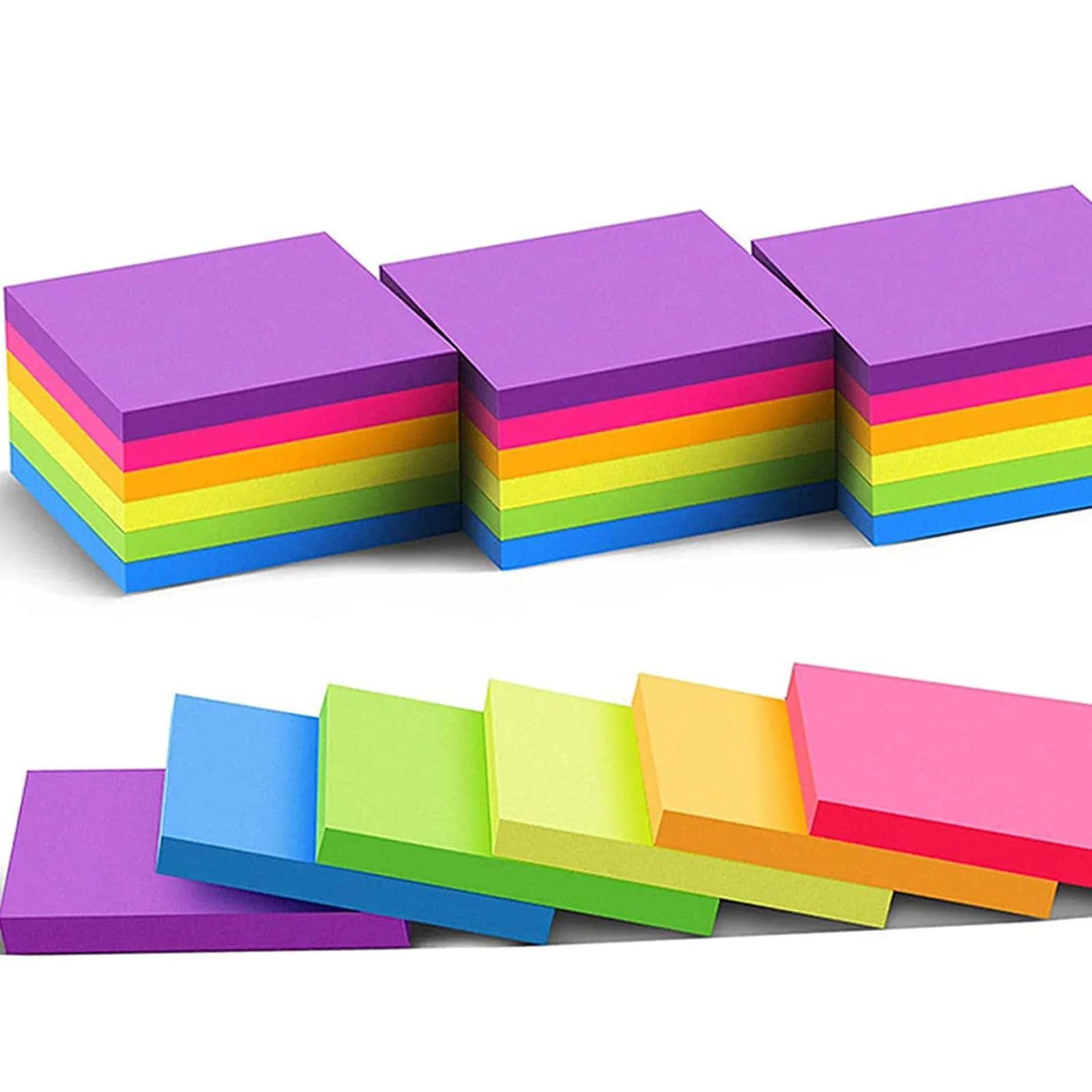 6 pcs fluorescent color 3*3inch Sticky Note Posted It Note Pads Stickers Planner Sticker Notepad Memo pad School Office Supplies