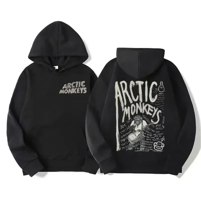 Moletom com capuz retro rock ártico macaco moletom com capuz com álbum de música patternHip Hop grande moletom com capuz retrô