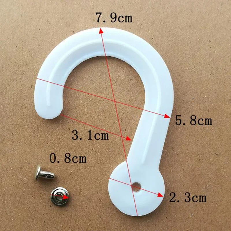 100pcs พลาสติกขนาดใหญ่หัวตะขอ Rivets ผ้าหนัง Swatch ตัวอย่างหัวแขวนยักษ์แขวน J-Hook Secured จอแสดงผลตะขอ