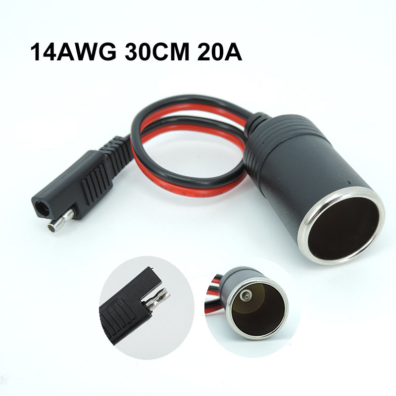 12V 24V รถหญิงซ็อกเก็ตไฟแช็ก SAE 2 Pin Quick Release Disconnect Connector ปลั๊ก 14AWG 20A สาย H2