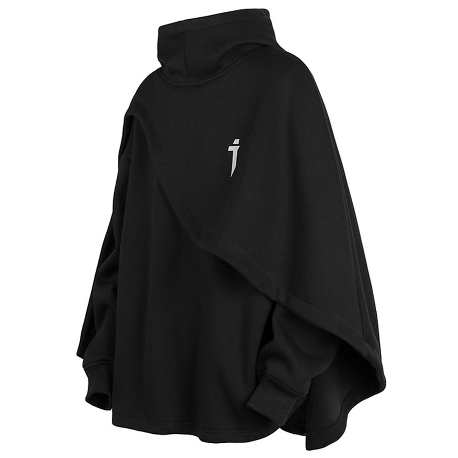 ARENS 패션 망토 후드 티 남성 Techwear streetwear 까마귀 풀오버 블랙 그레이 Darkwear 오버 사이즈 하이 칼라 스웨트 유니섹스