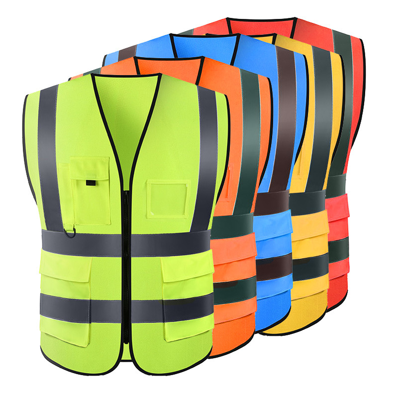 Chaleco reflectante de seguridad con múltiples bolsillos, chaleco de tráfico, uniforme de mineros de carbón ferroviario, transpirable, para carreras, deportes