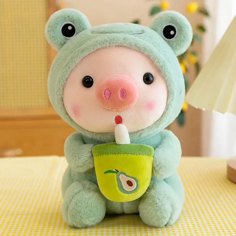 Bubble Pig Plush ของเล่นตุ๊กตาสัตว์กระต่ายกบ Unicorn Tiger หมอนถ้วยนมชา Boba Plushies ตุ๊กตาของขวัญวันเกิดเด็กน่ากอด