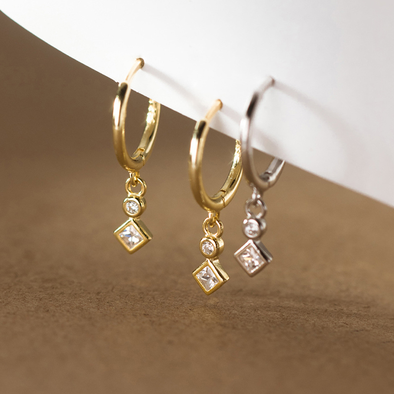 INZATT INS-pendientes de aro de Plata de Ley 925 auténtica con circonita para mujer, joyería fina Punk, accesorios de oro de 18k