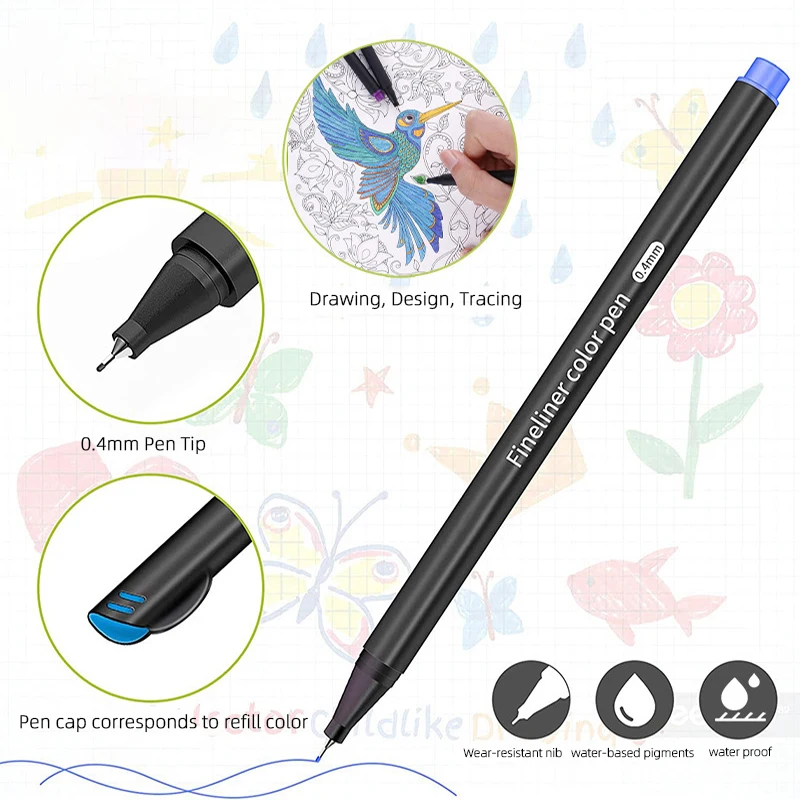 1 กล่องสี Hook ปากกาบัญชีมือ Tracing ปากกา Art แปรงสีน้ําภาพวาดเข็มปากกาวาดเครื่องเขียน