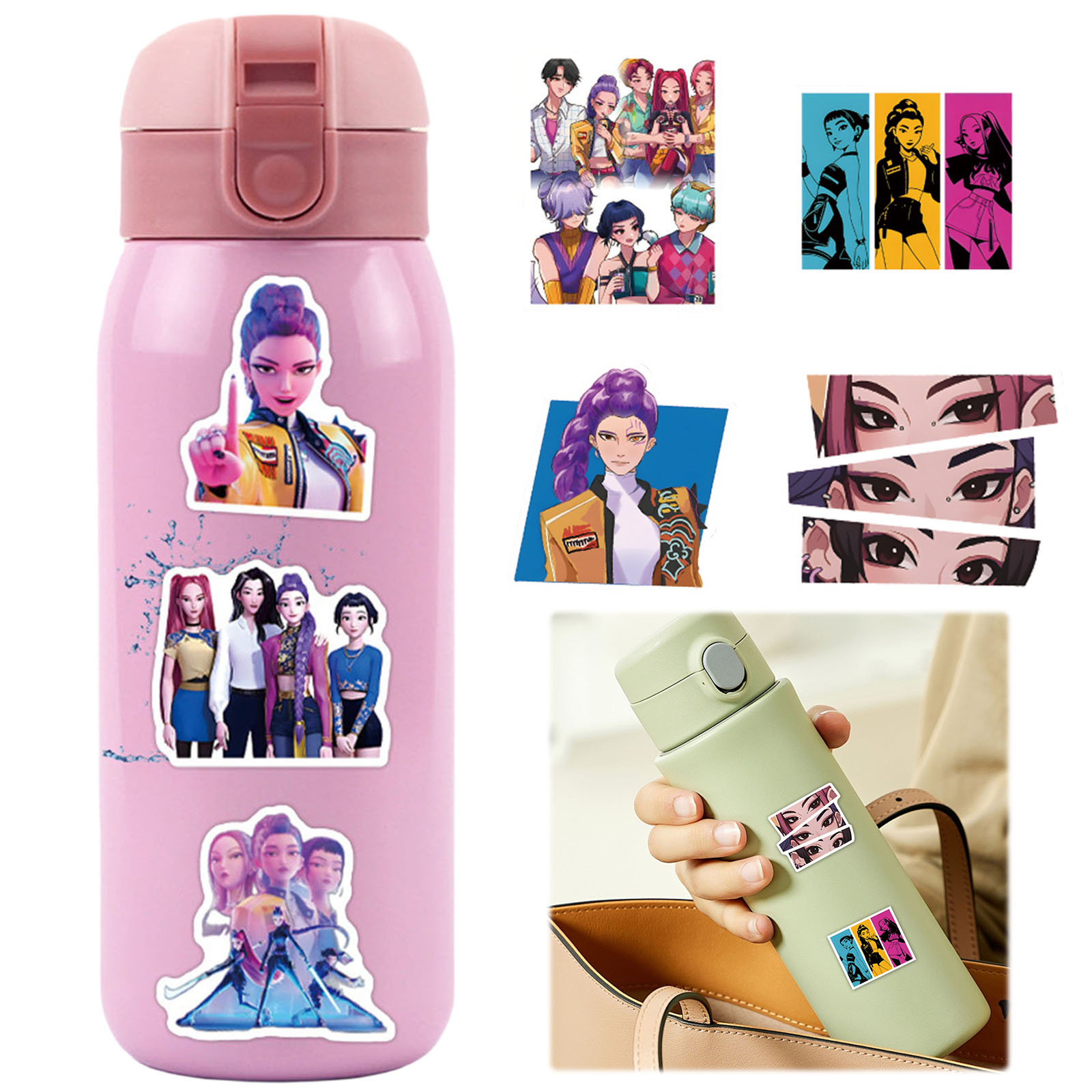 3PCS Set KPop Demon Hunters Anime Sticker Vintage Stickers Pack Waterproof Decal For DIY Decoration Bumper Phone Hard Hat Kids