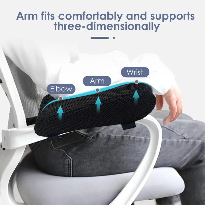 Almohadillas ergonómicas para reposabrazos, cubierta para reposabrazos, almohadillas para reposabrazos, soporte cómodo, coderas para silla con correas ajustables para oficina