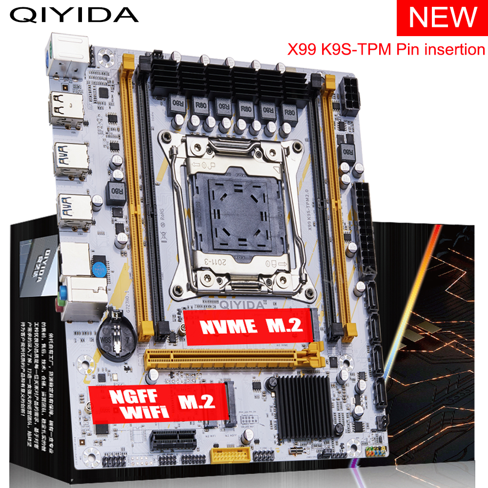 QIYIDA X99 Motherboard LGA 2011-3 Set Kit Xeon E5 2680 V4 CPU Processor 32G=2*16G DDR4 REG ECC RAM Memory NAME M.2