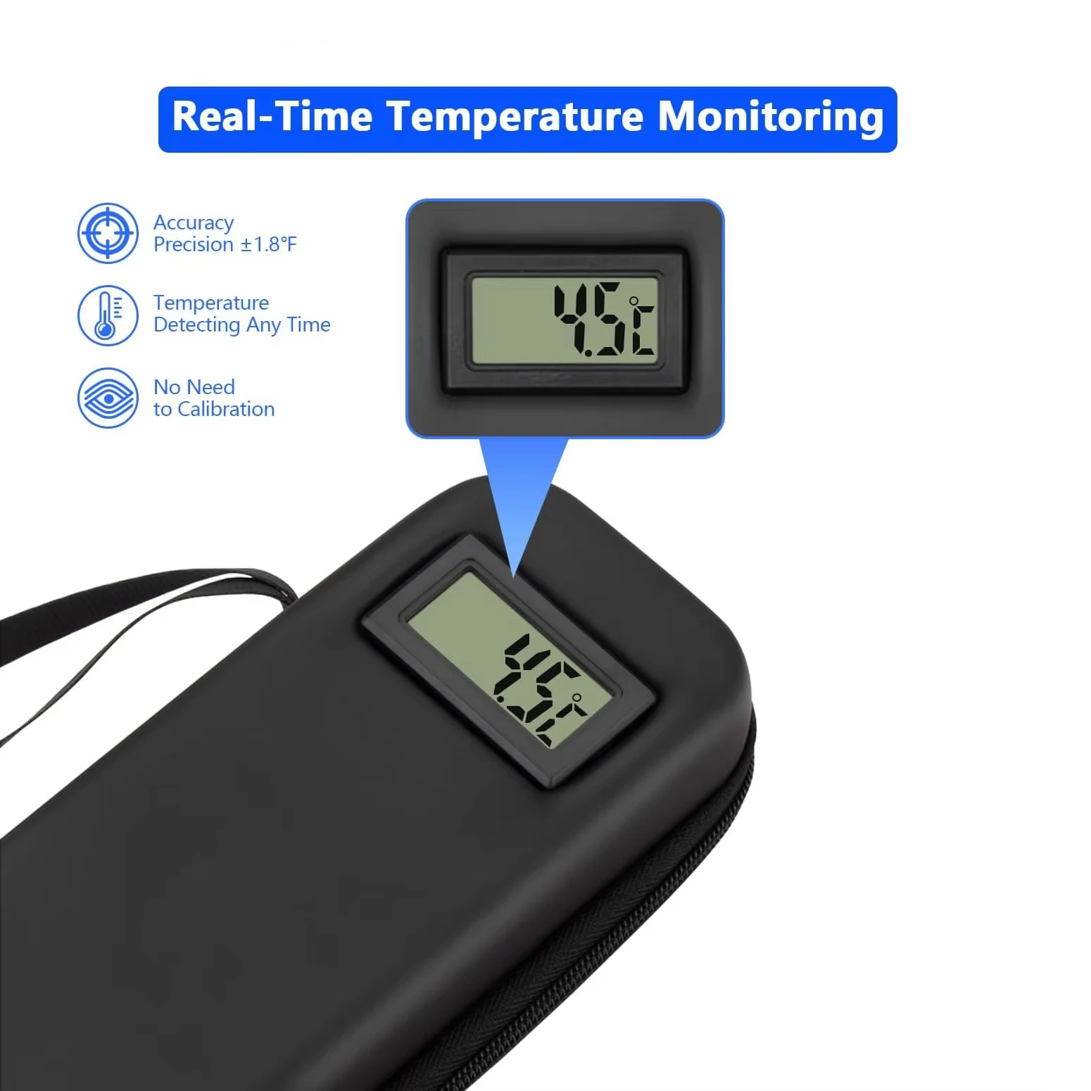 Insulin Cooler Travel Case with Thermometer Display Medication Diabetic Cooler Refrigerated Medicine Organizer Bag with Ice Pack