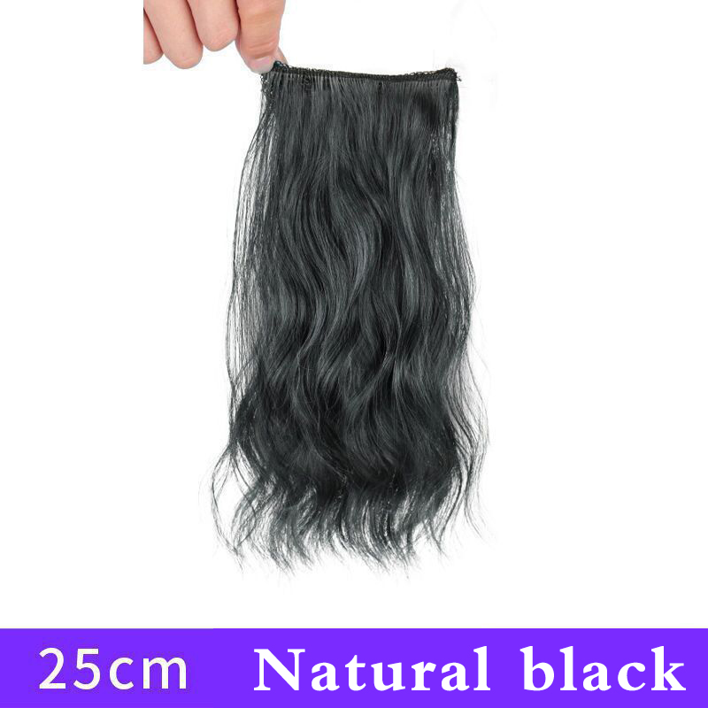 Pelo sintético rizado para mujer, Mini almohadilla para el pelo de 25cm, extensión de cabello Natural negro y marrón, Clips en peluca