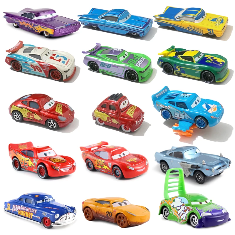 Disney Pixar-coches de juguete para niños, Dinoco Lightning McQueen, figura de Anime de carreras de bombas, modelo de coche de aleación fundido a presión, regalos de cumpleaños, 1:55