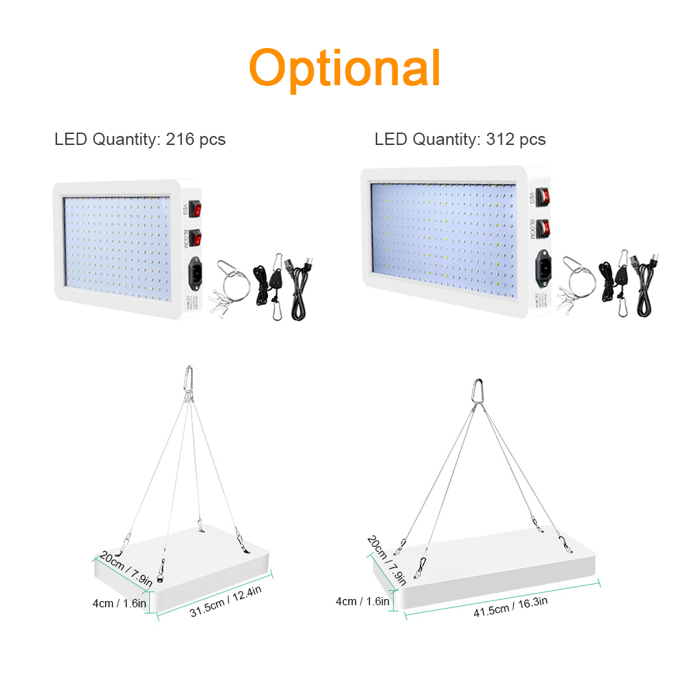 1000 W LED-Wachstumslicht für Zimmerpflanzen, 216 LED-Vollspektrum, Gemüse und Blüte, Doppelschalter, IP65, wasserdicht, hängende Pflanzenwachstumslampe