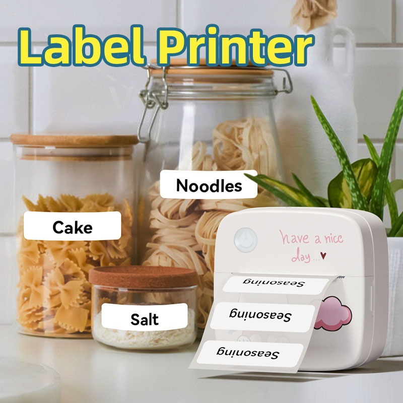 DOLEWA Mini Printer Portable Printer Thermal Printing Sticker Wireless Inkless Pocket Printer Self-adhesive Label 1200mAh