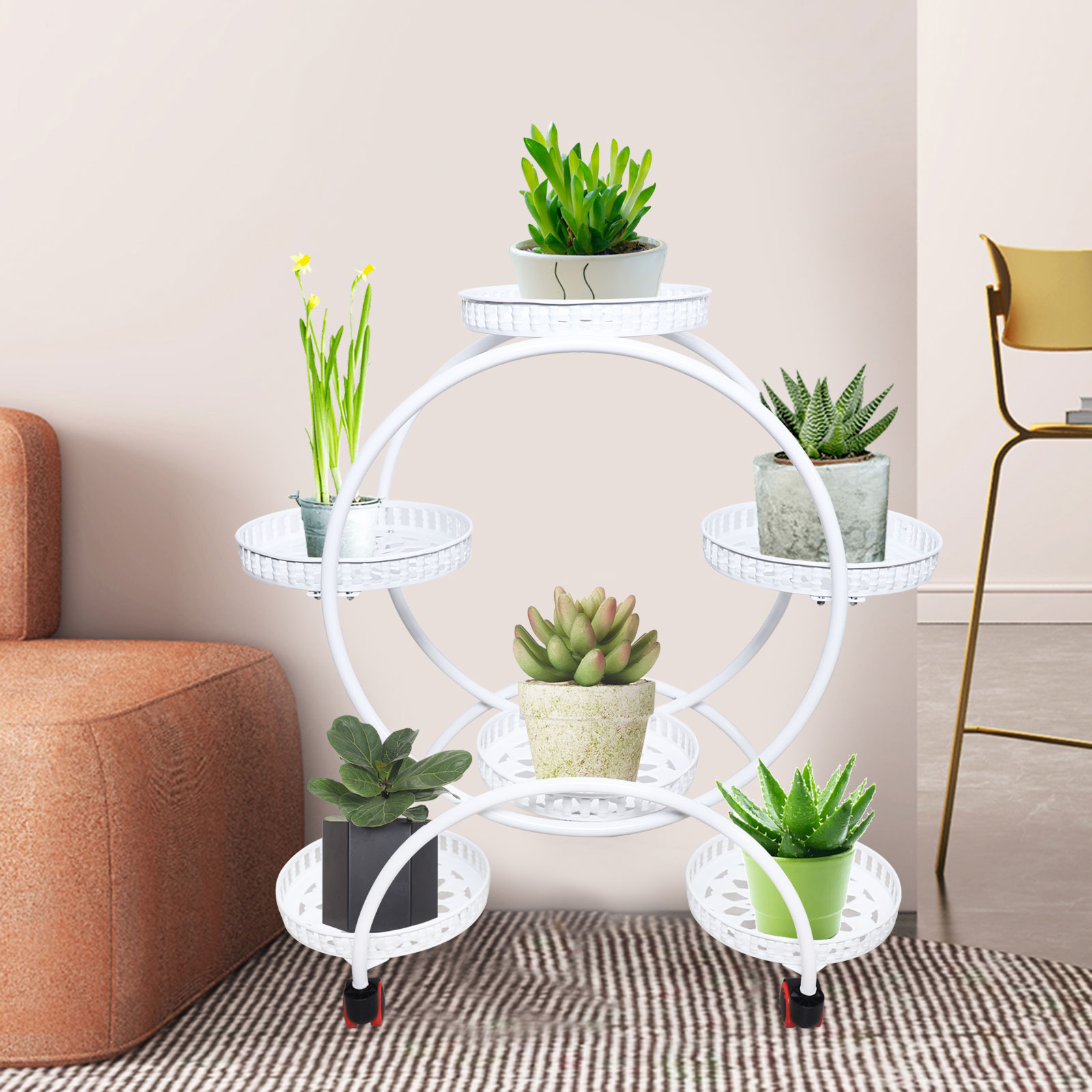 Supporti per piante in metallo Supporto per fiori da 6 vasi per patio, giardino, soggiorno, balcone ad angolo e camera da letto