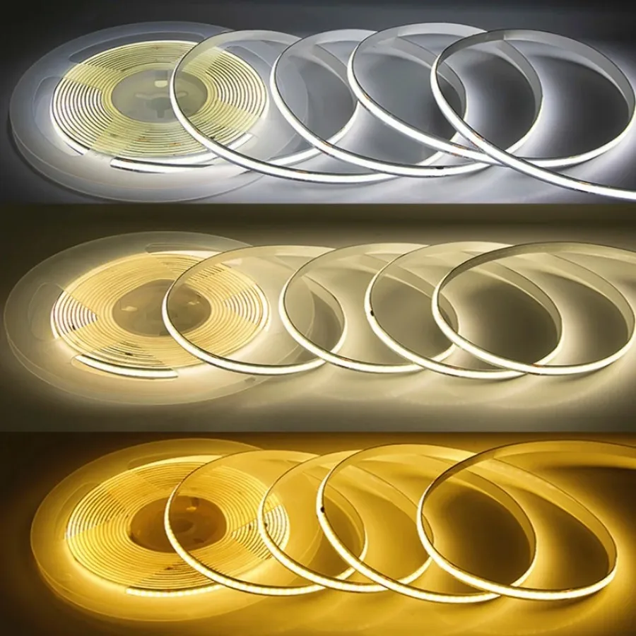 Striscia COB 5V 12V 24V 320Led/M Larghezza 8MM Bianco/Rosa/Rosso/Giallo/Blu ghiaccio/Verde TV Retroilluminazione Corda a nastro flessibile Illuminazione a LED