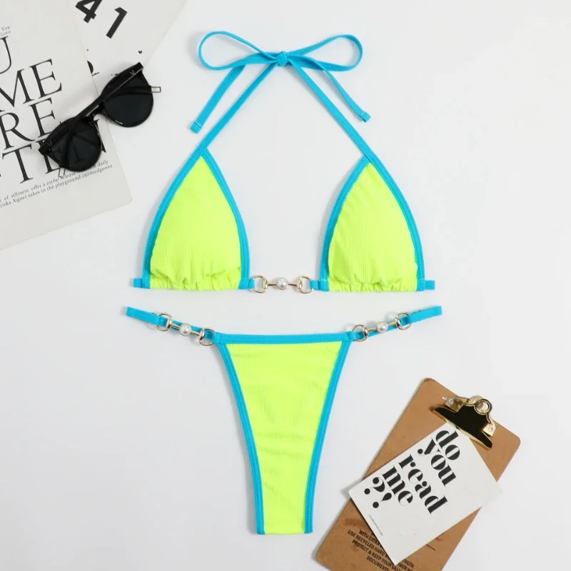 Sexy deux pièces ensemble de Bikini femmes imprimé aléatoire ensemble de Bikini maillot de bain Push-Up maillots de bain de plage de sable maillot de bain