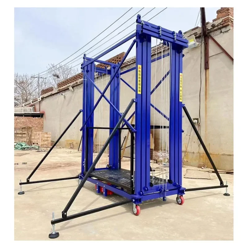 Versión corta 300kg 500kg Control remoto elevador eléctrico andamio hidráulico móvil decoración de construcción sitio de construcción