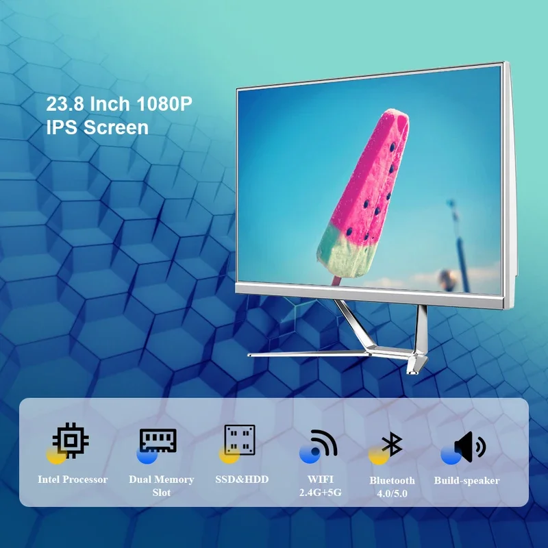 Core I3 I5 I7 23,8-дюймовый сенсорный экран «все в одном» ПК I3 4130 ОЗУ 4-го поколения 8 ГБ «все в одном» ПК Настольный компьютер
