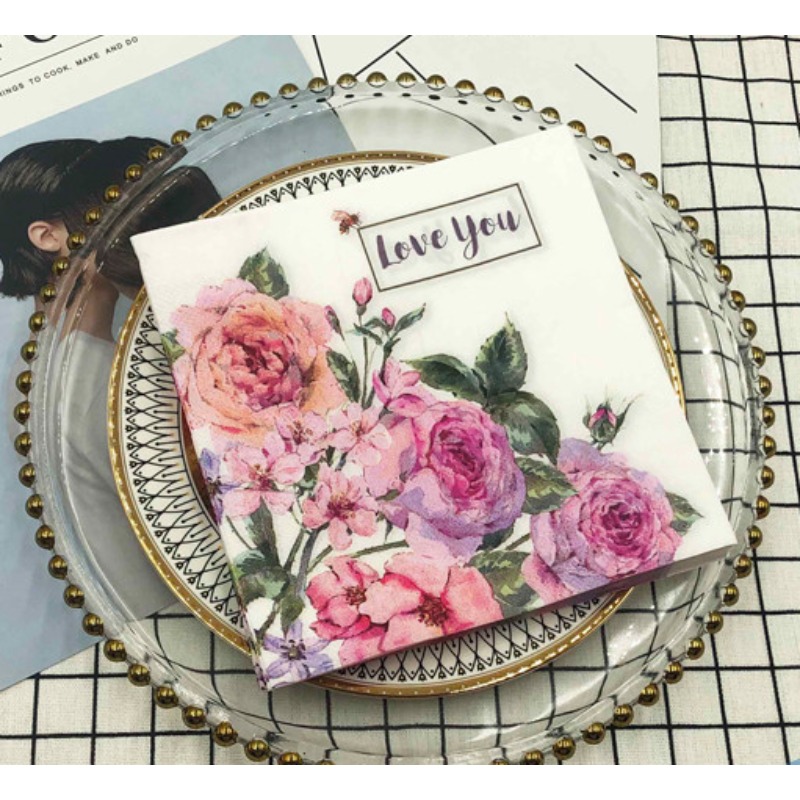 Красочные салфетки с принтом, квадратные бумажные салфетки для ресторана, цветочные салфетки для лица, установка свадебного стола в отеле, бумага из чистой древесной целлюлозы