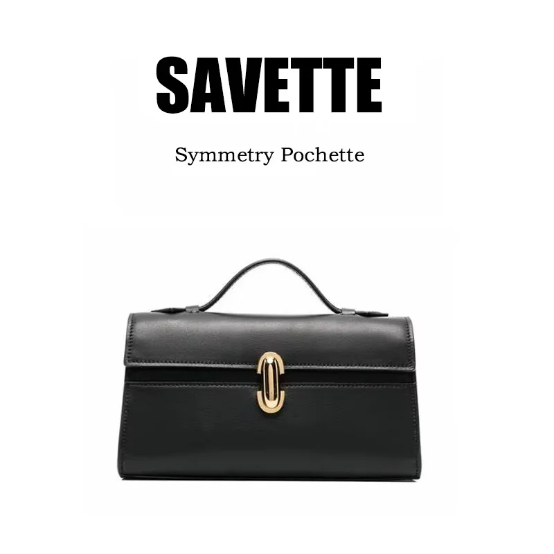 Bolso de mano de cuero con símbolo de SAVETTE, bolsos de calidad con asa para mujer, bolso cuadrado Simple de Color sólido de gamuza de cuero genuino