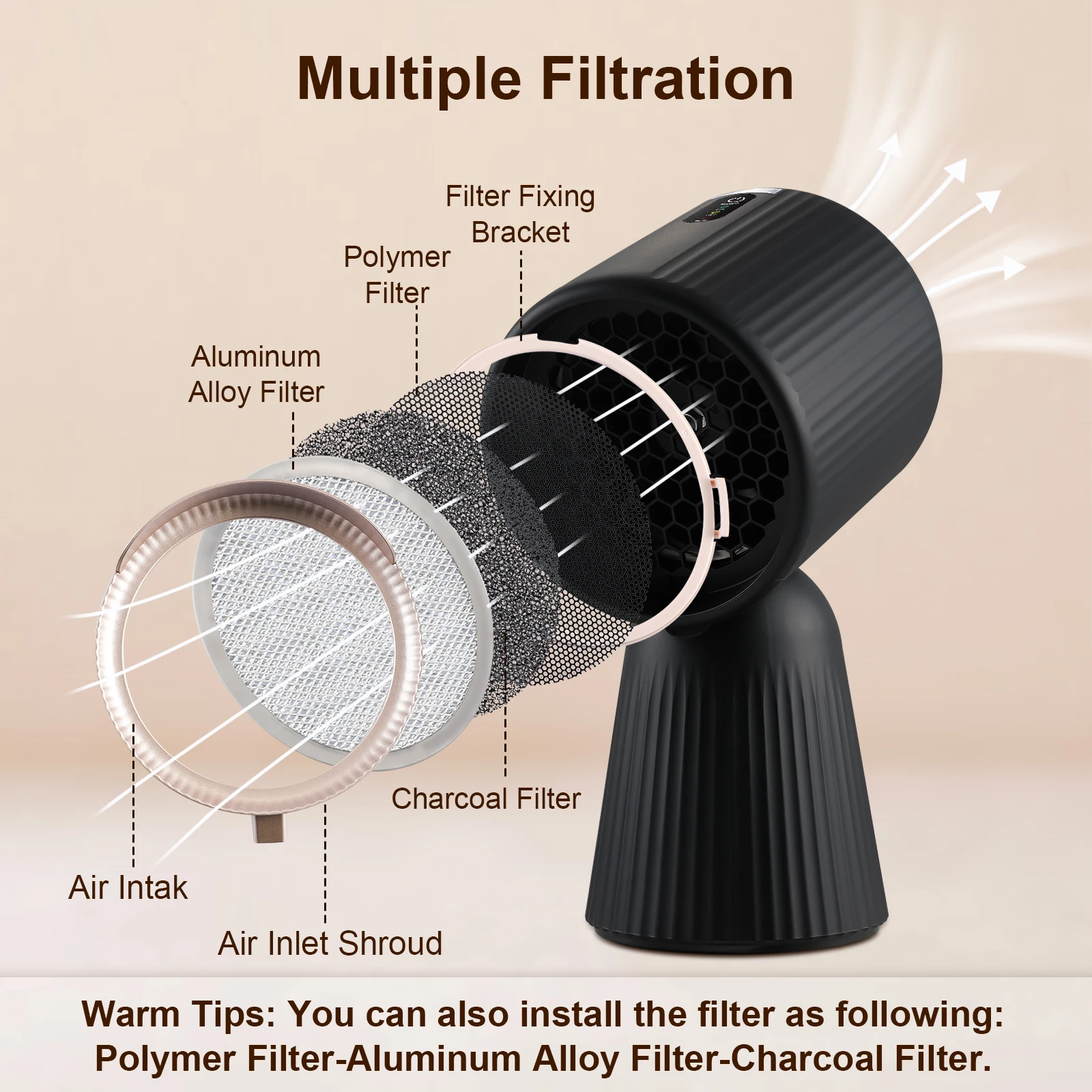 Recirculation TopStrong avec puissance d'aspiration 180 m3/h 3 niveaux avec filtre à charbon Mini hotte YYMHTBX8