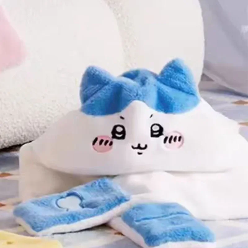 Set di tre pezzi di cappello gii carino all-in-one a prova di freddo e calore di Miniso, sciarpa di peluche invernale Chiikawa
