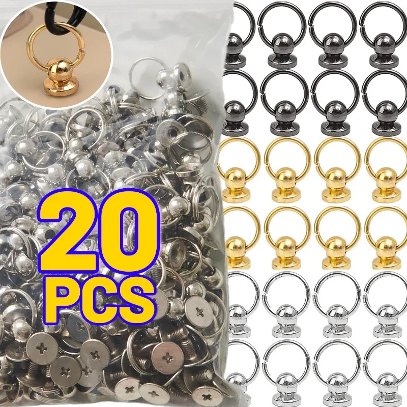 20 piezas tornillo remache Stud para artesanía de cuero funda de teléfono bolso hebilla anillo de tracción hebilla de cabeza redonda accesorios de decoración