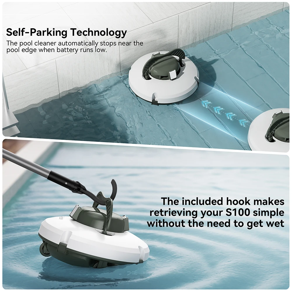【Code:BTSIT10】Redkey S100 Cordless Robot Pulitore per Piscina Aspirapolvere IPX8 Impermeabile 5200mAh Ricarica 130 Minuti Auto-Parking Pulitore per Piscina