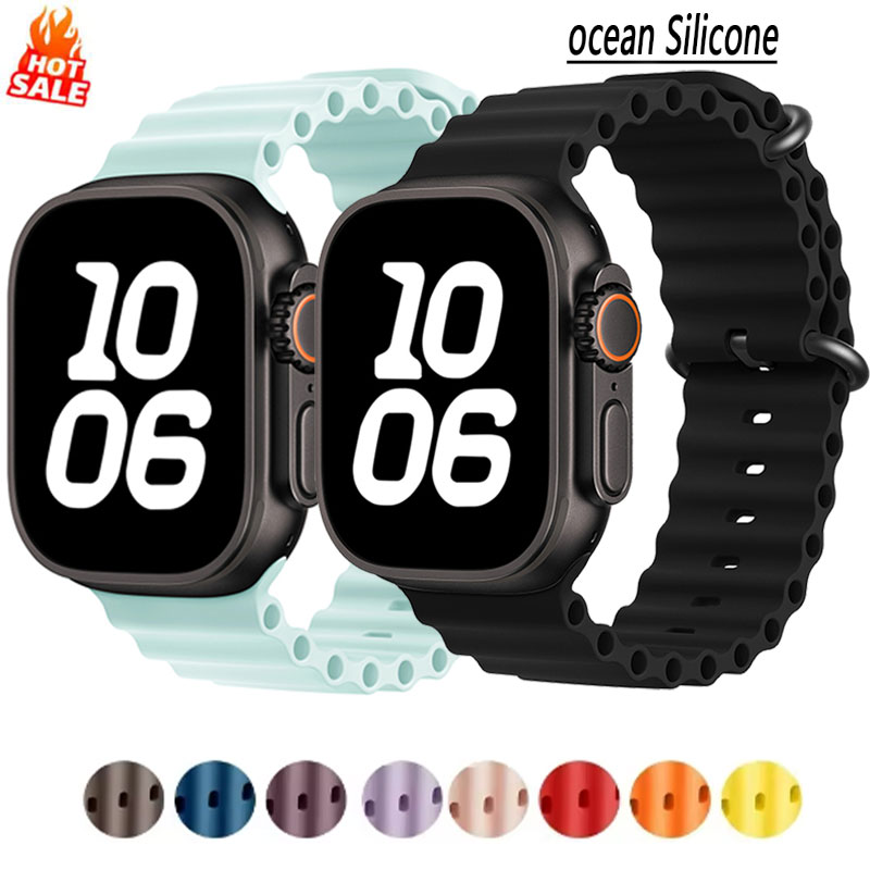 Ocean Band for Apple watch Ultra Series S10 9 7 8 5 6 SE 49mm 45mm 46mm 42mm 44mm 40mm 41mm Silicone braceletcorrea iWatch Strap