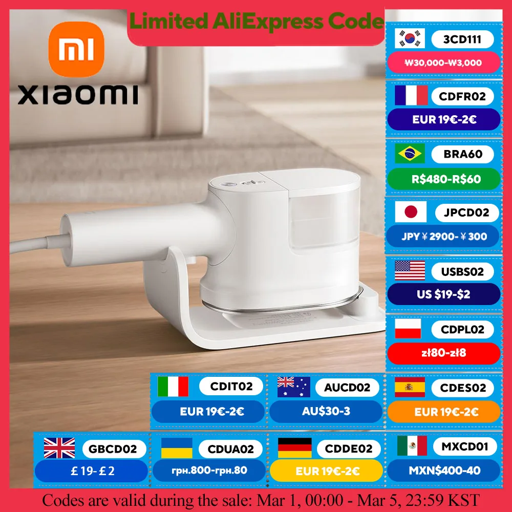 XIAOMI MIJIA เรือกลไฟเสื้อผ้ามือถือเครื่องใช้ในบ้านเตารีดไอน้ําแนวตั้งแบบพกพาสําหรับเสื้อผ้าเครื่องนึ่งไฟฟ้าเครื่องรีดผ้า