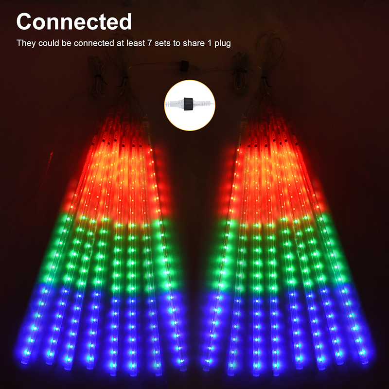 LED Solar Meteor Shower Lights 50cm 8 Tubes Waterfall Tree Lights Outdoor Garden Decorations Easy to Install