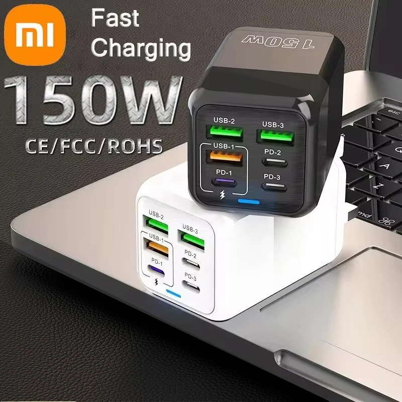 Xiaomi-Cable cargador súper rápido de 150W, 10A, carga rápida de Ultra alta velocidad, 6 puertos PD tipo C QC 3,0 para iPhone y Samsung