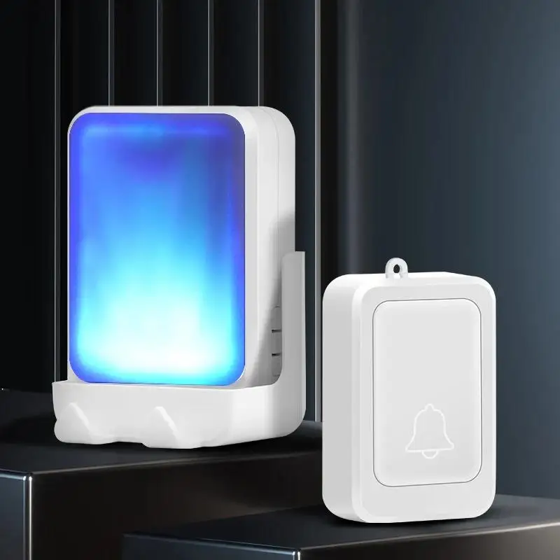 Campainha remota sem fio com luzes piscantes e música para indivíduos surdos e pessoas com segurança