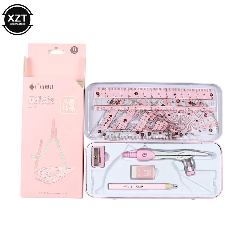 8 pezzi/set set di matite righello geometria matematica studente disegno di cancelleria matematica per materiale scolastico regalo per ragazza ragazzo