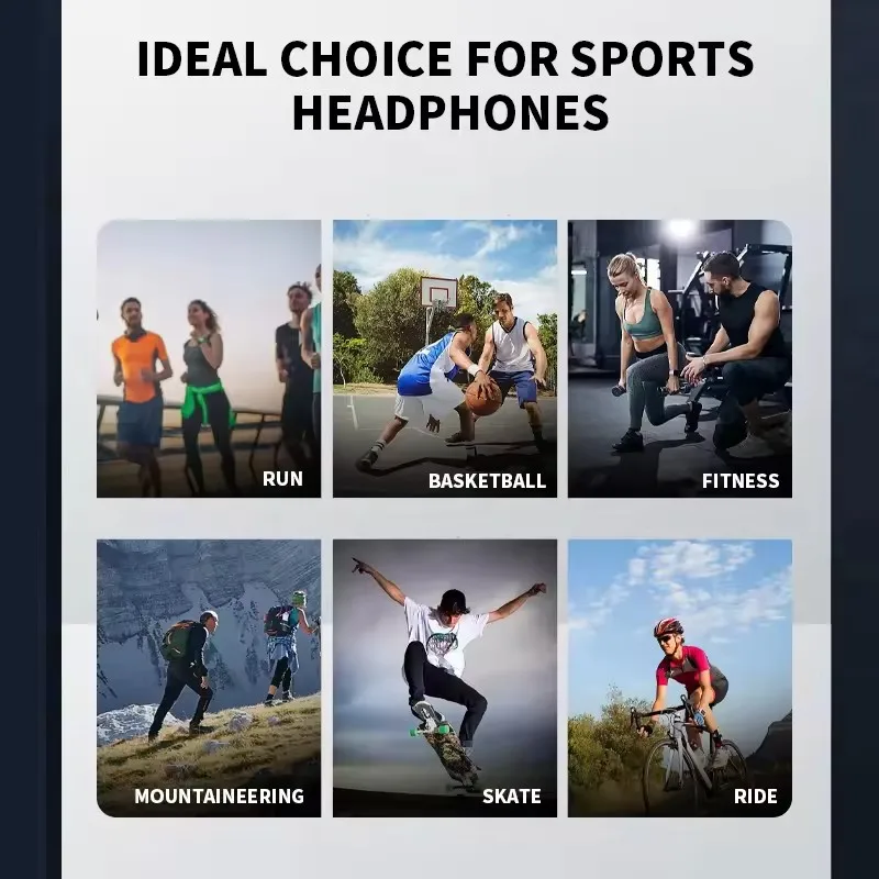 Nuevos auriculares deportivos de conducción ósea Real, auriculares inalámbricos compatibles con Bluetooth, manos libres con micrófono para correr