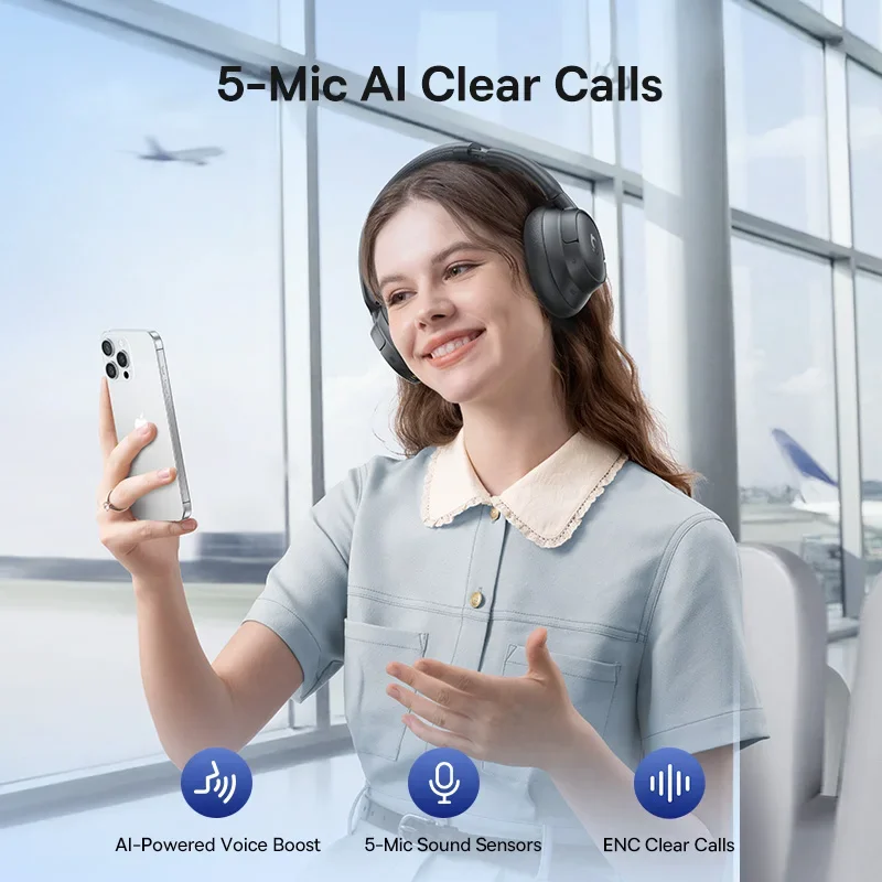 Baseus EH10 NC ANC Auriculares inalámbricos 45dB Auriculares híbridos adaptables con cancelación de ruido Auriculares LDAC de alta resolución Bluetooth 6,0 80 horas