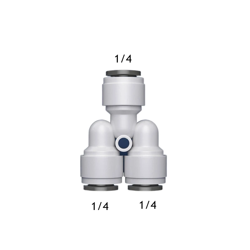 Tee ประเภท RO น้ําชายหญิงด้าย Quick การเชื่อมต่อ 1/4 3/8 ท่อ PE ท่อกรองน้ํา Reverse Osmosis อะไหล่