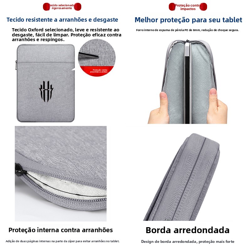 Capa Protetora para Tablet Gamer Nubia Red Magic 3Pro, Bolsa de Armazenamento Interna em Lã de 906 Polegadas para Acórios ...