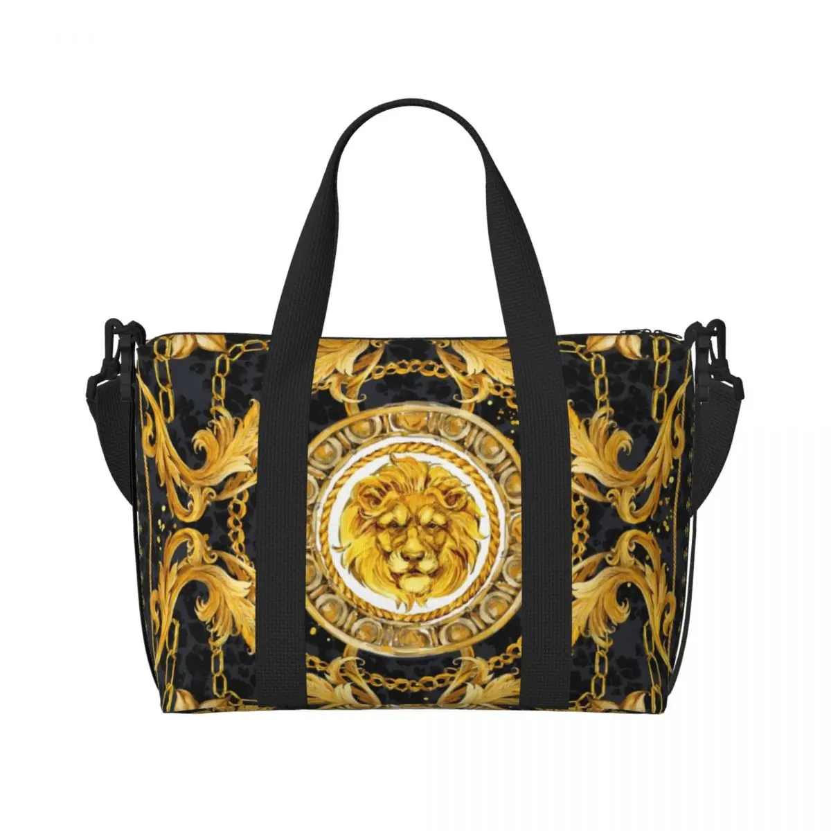 Bolso de mano de arte barroco europeo de lujo grande personalizado para mujer bolso de viaje de playa de gimnasio de hombro