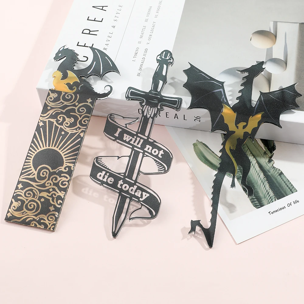 Marcapáginas de dragón negro de Anime, regalo para amantes de los libros, marca de libros acrílica, accesorios de papelería para hombres, mujeres, amigos, profesores