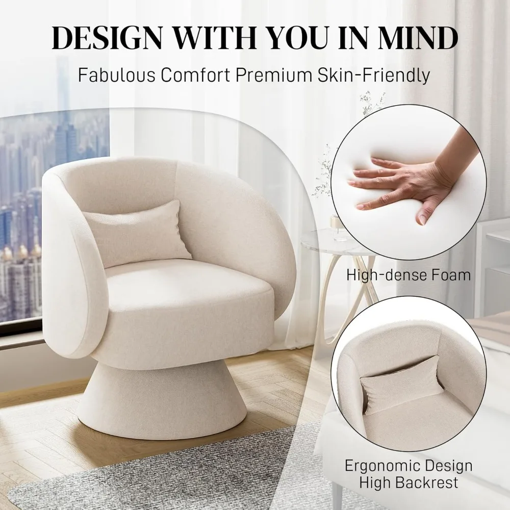 Swivel Barrel Chair Set of 2, Upholstered Swivel Cuddle Accent Chairs for Living Room, Comfy 360 Degree Modern Small Round