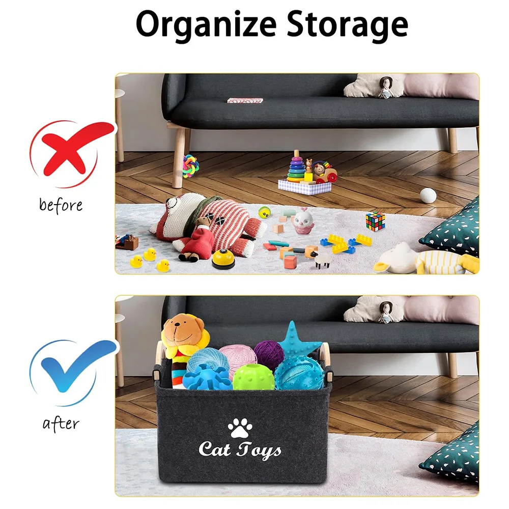 Speelgoeddoos voor huisdieren Vilten speelgoeddoos voor katten en honden Gepersonaliseerde speelgoedorganizer Box Speelgoedopbergdoos Opbergdoos voor kleding Kraagopslag