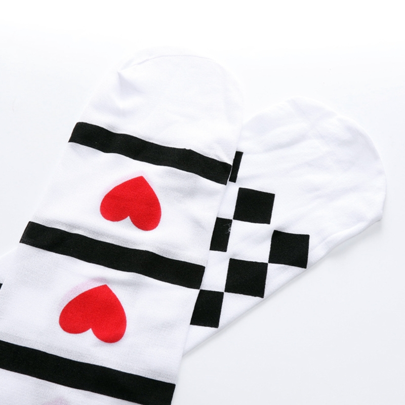 Traje de cartas de póker con estampado, medias altas hasta el muslo, disfraz de Cosplay, calcetines largos para Halloween