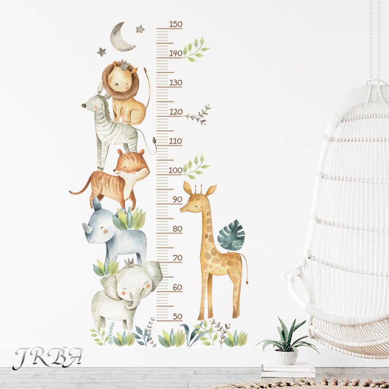 3PC Cartoon Animal Height Ruler Wall Stickers for Waterproof Removable PVC Kids Room Kindergarten Home Decoration